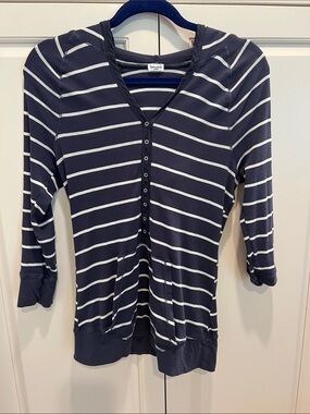 Splendid Navy and White Striped Knit Top